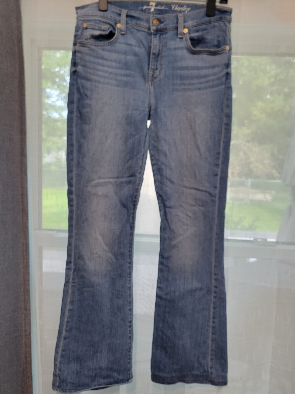 7 For All Mankind Women's Flare Jeans in Medium Blue Wash